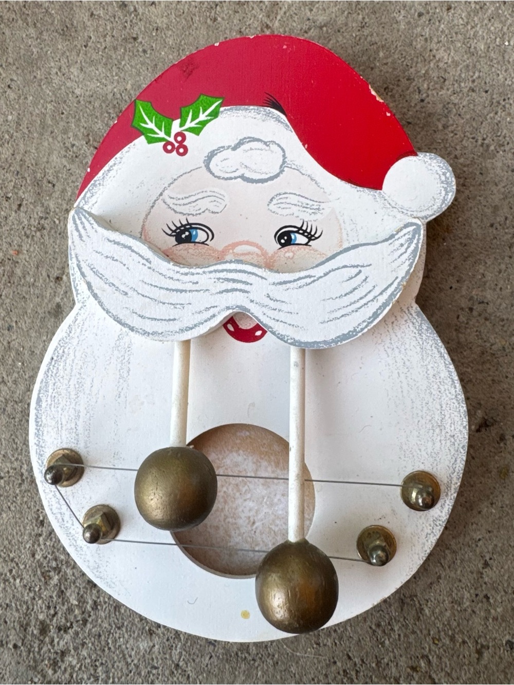 Hand-Painted 1990 Santa Claus Harp Wooden Vintage - Magnets added to back